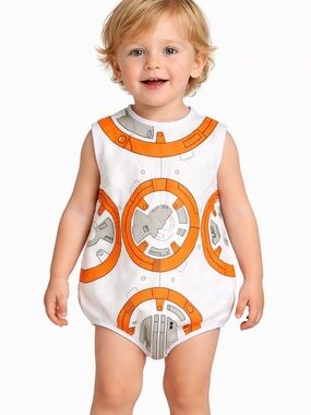 Star Wars BB-8 Baby Bodysuit White Orange Sleeveless One Piece 2T